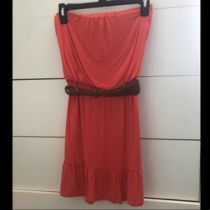 Strapless short orange dress!